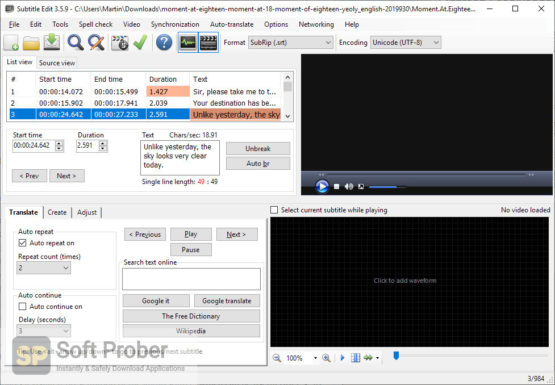 Subtitle Edit 2021 Direct Link Download-Softprober.com