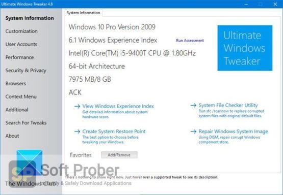 Ultimate Windows Tweaker 2021 Direct Link Download-Softprober.com