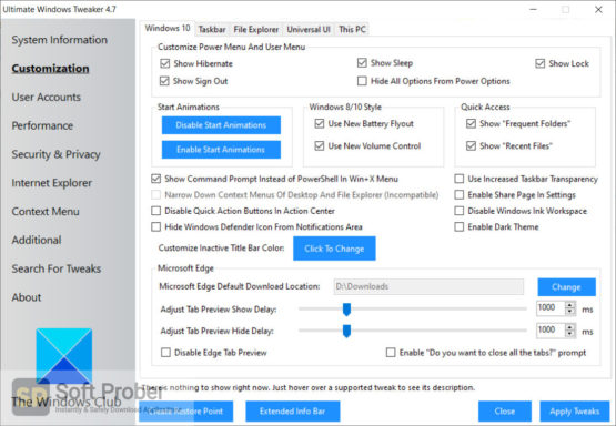 Ultimate Windows Tweaker 2021 Offline Installer Download-Softprober.com